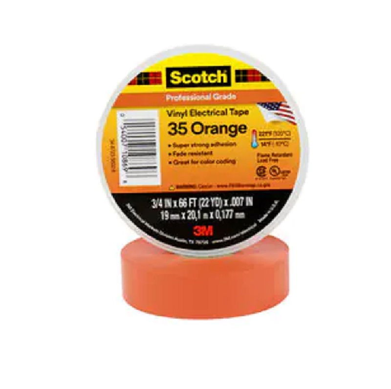 3M Scotch Vinyl Color Coding Electrical Tape #35 3/4"x66' 7 mil Orange