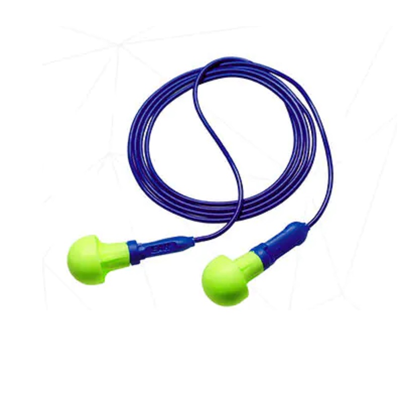 Earplugs NRR-28 dB Foam Yellow/Blue Push-Ins Corded 100 Pair Per Box 