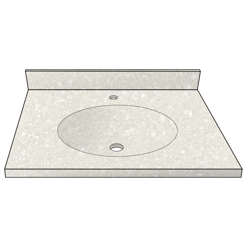 Vanity Top 25x22" w/1 Faucet Hole & Oval Bowl in Marshmallow/White
