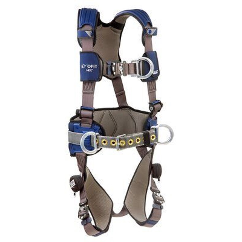 DBI Sala ExoFit NEX Construction Style Positioning/Climbing Harness Small with Aluminum Back & Front D-Rings, Belt with Pad & Side D-Rings, Locking Quick Connect Buckle Leg Straps, Comfort Padding 