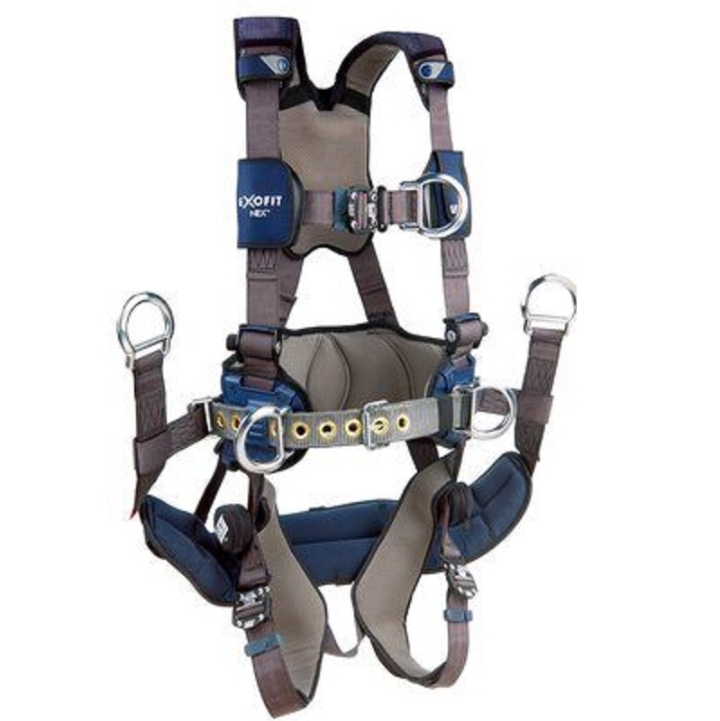 DBI Sala ExoFit NEX Tower Climbing Harness Small with Aluminum Back & Front D-Rings, Belt with Pad & Side D-Rings, Seat Sling with Suspension D-Rings, Locking Quick Connect Buckle Leg Straps, Comfort Padding 