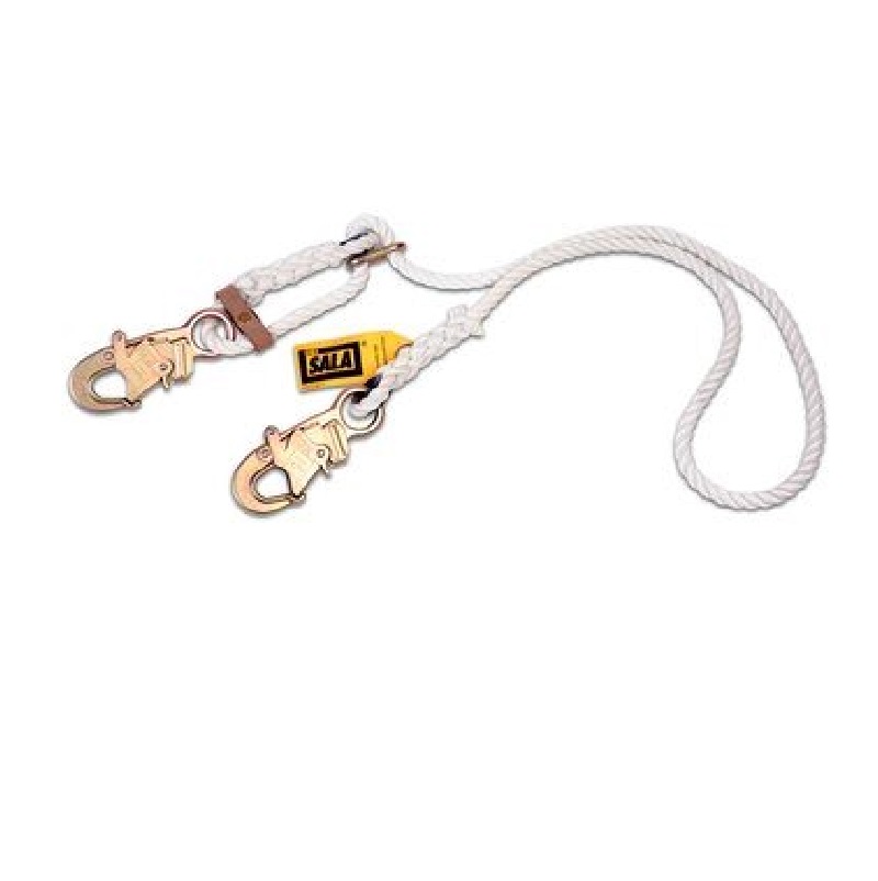 DBI Sala Rope Adjustable Positioning Lanyard 6' Polyester Rope Single-Leg with Snap Hooks at Each End 
