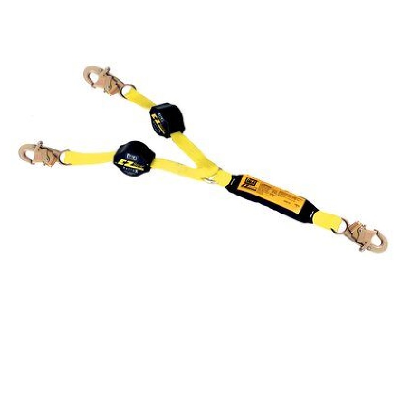 DBI Sala Retrax 100% Tie-Off Shock Absorbing Lanyard 6' Double-Leg, Retractable Web with Snap Hooks at 1 Each End