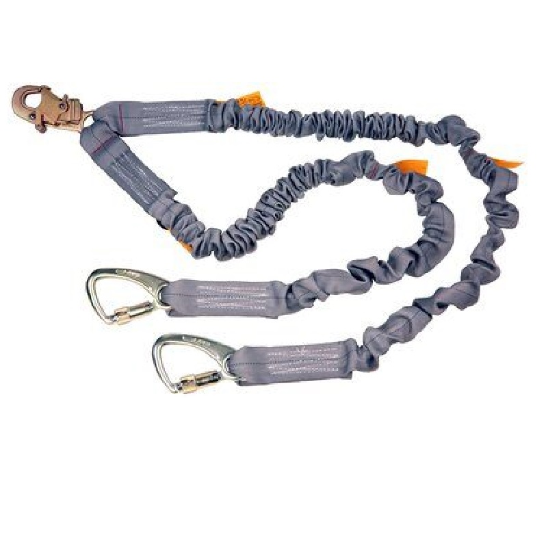 DBI Sala ShockWave 2 Tie-Back 100% Tie-Off Shock Absorbing Lanyard 6' Double-Leg with Elastic Web, Snap Hook at Center & Tie-Back Carabiners at Leg Ends