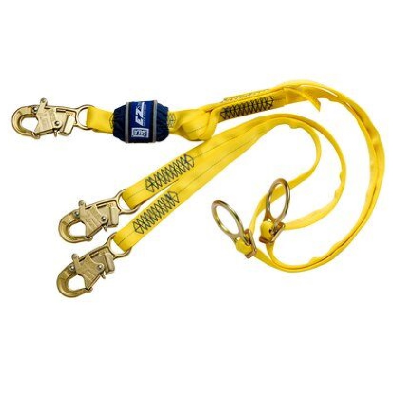 DBI Sala EZ Stop 100% Tie-Off Shock Absorbing Lanyard 6' Web Double-Leg with Adjustable D-Rings for Tie-Back & Snap Hooks at Ends 