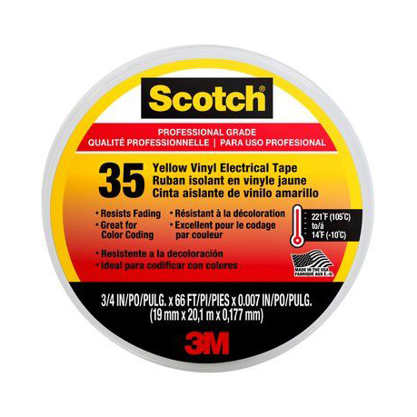 3M Scotch Professional Grade 3/4" Yellow Electrical Tape