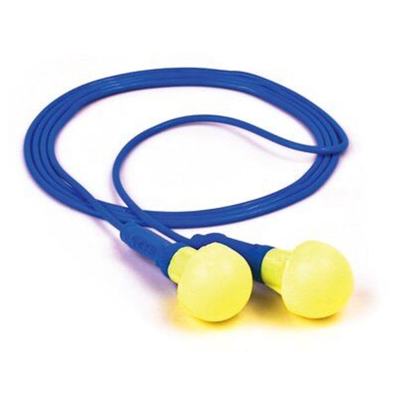 Earplugs NRR-28 dB Foam Yellow/Blue Push-Ins Corded 200 Pair Per Box 
