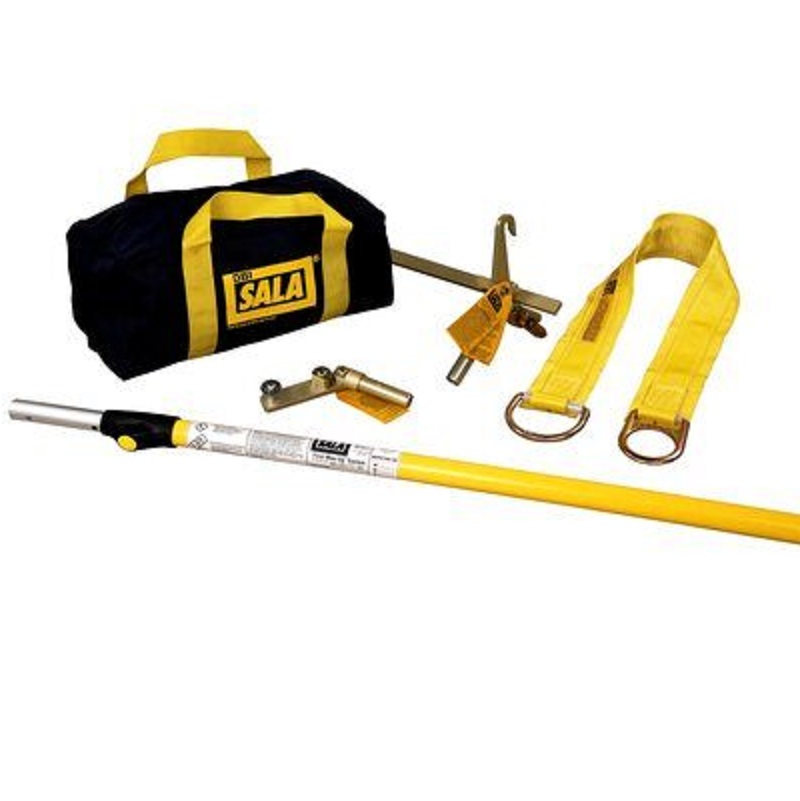DBI Sala First-Man-Up Remote Anchoring System with 8' to 16' Pole, Tie-Off Adapter & Snap Hook Installation/Removal Tool, 3' Tie-Off Adapter & Carrying Bag 