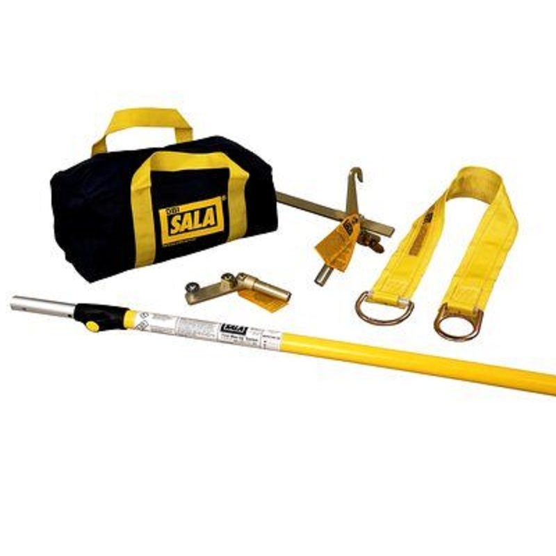 DBI Sala First-Man-Up Remote Anchoring System with 8' to 16' Pole, Tie-Off Adapter & Snap Hook Installation/Removal Tool for Original & New 3,600 lb Hooks, 3' Tie-Off Adapter & Carrying Bag 