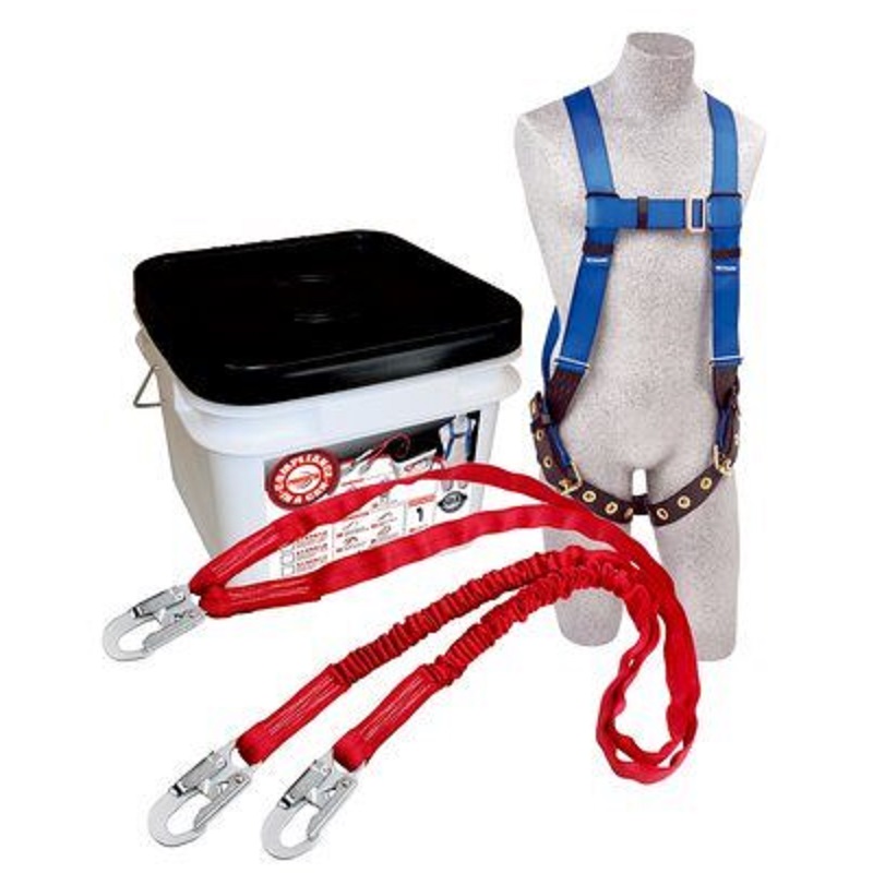 Protecta Compliance in a Can Light Roofer's Fall Protection Kit All Purpose Includes First Harness, PRO-Stop 6' Double-Leg Shock Absorbing Lanyard & Bucket 