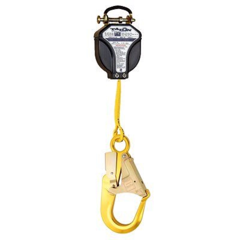 DBI Sala Talon Quick Connect Self Retracting Lifeline 8' of 1" Nylon Web with Aluminum Rebar Hook & Quick Connector for Harness Mounting 