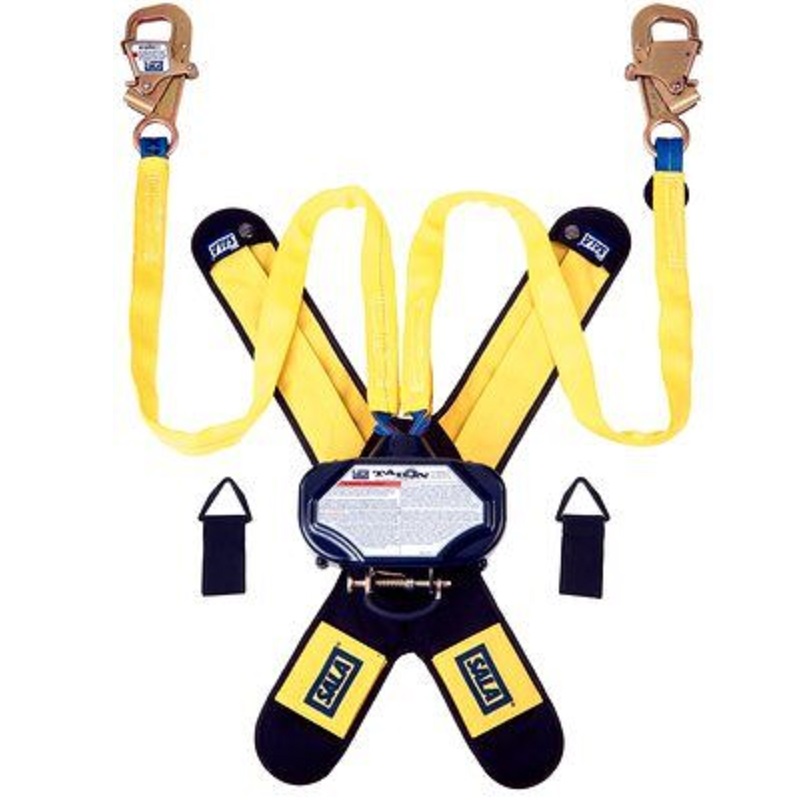 DBI Sala Talon Twin-Leg Tie-Back Quick Connect Self Retracting Lifeline 7.5' Tie-Back Type Twin-Leg with 1" Nylon Web & Tie-Back Hooks & Quick Connector for Harness Mounting