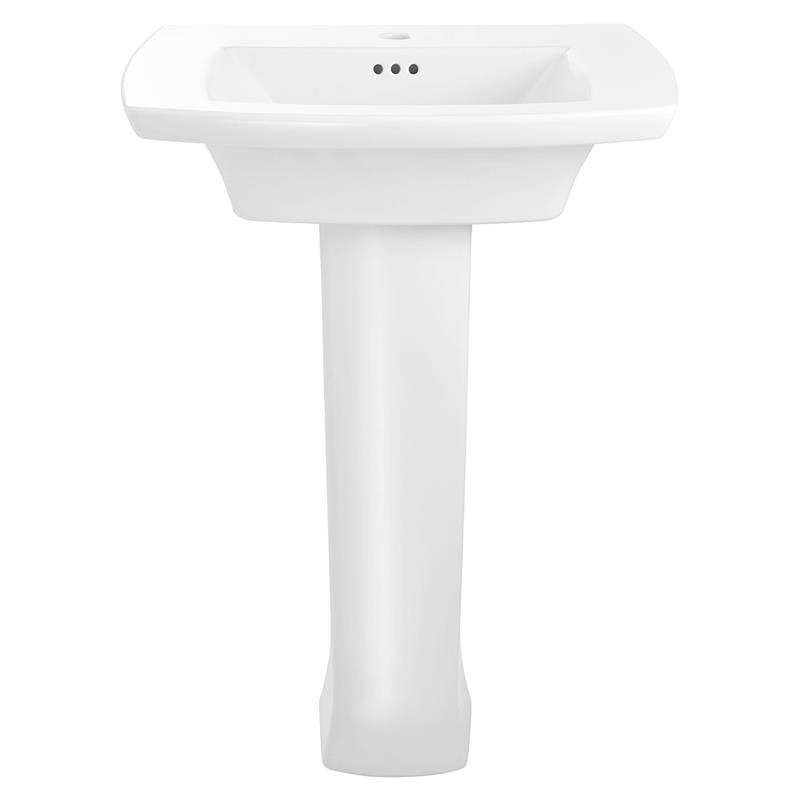 Edgemere Pedestal Sink & Base w/Center Faucet Hole in White