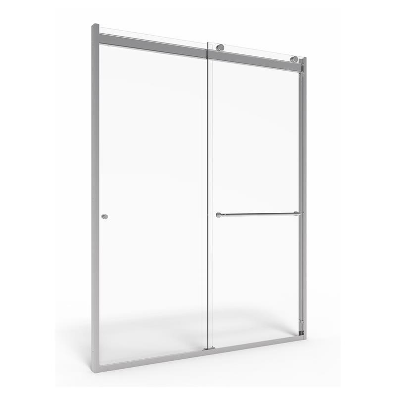 Semi-Frameless 56" to 60" x 70" Top-Roller Sliding Shower Door in Silver Shine w/Clear Glass