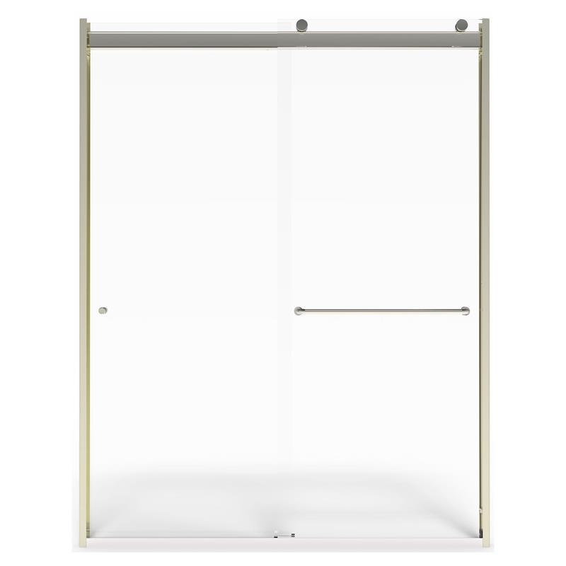 Semi-Frameless 56" to 60" x 76" Top-Roller Sliding Shower Door in Brushed Nickel w/Clear Glass