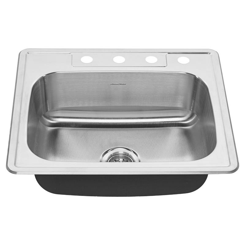 Colony 25x22" Stainless Steel 4-Hole Drop-In Single Bowl ADA Kitchen Sink