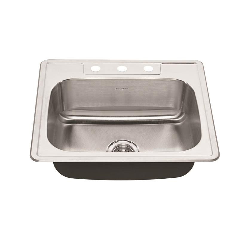 Colony 25x22" Stainless Steel 3-Hole Drop-In Single Bowl Kitchen Sink