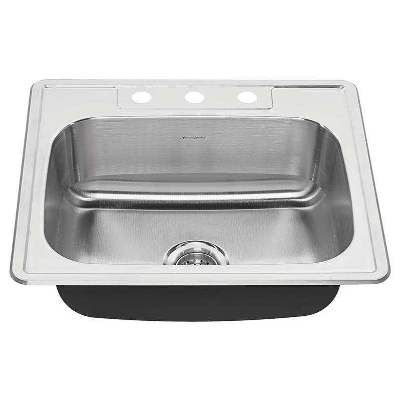 Colony 25x22" Stainless Steel 3-Hole Drop-In Single Bowl ADA Kitchen Sink