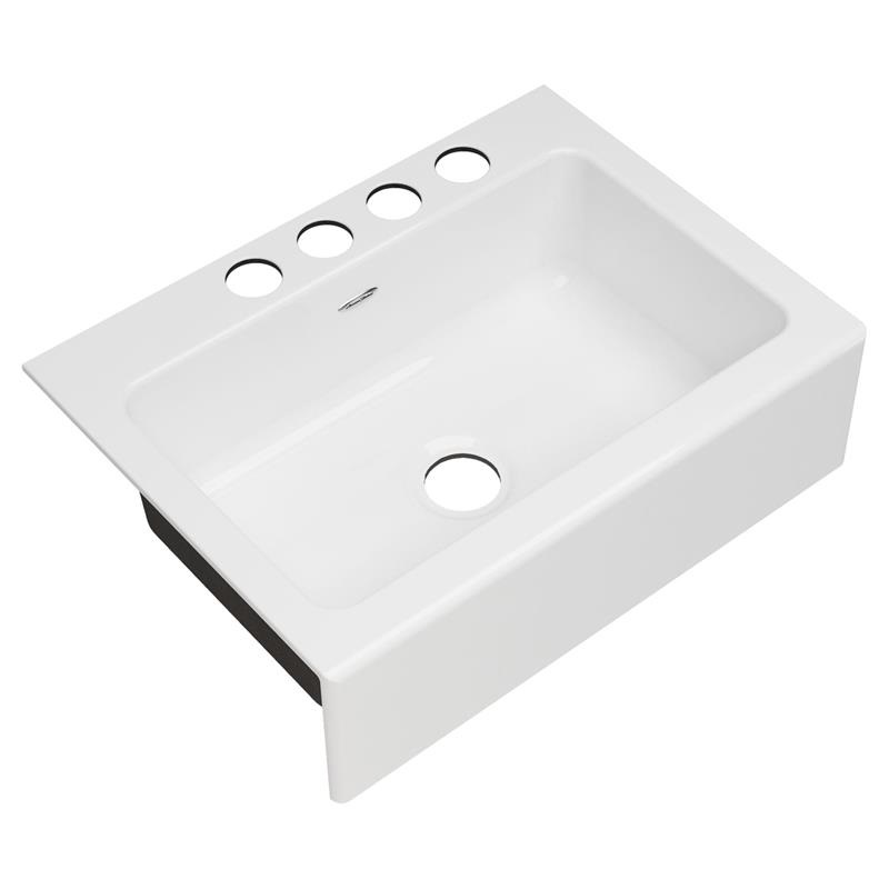 Delancey 30x22" Cast Iron 4-Hole Apron Front Kitchen Sink in Brilliant White
