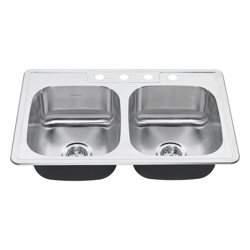 Colony 33x22" Stainless Steel 4-Hole Drop-In Double Bowl Kitchen Sink