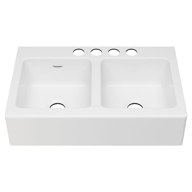 Delancey 36x22" Cast Iron 4-Hole Apron Front Kitchen Sink in Brilliant White