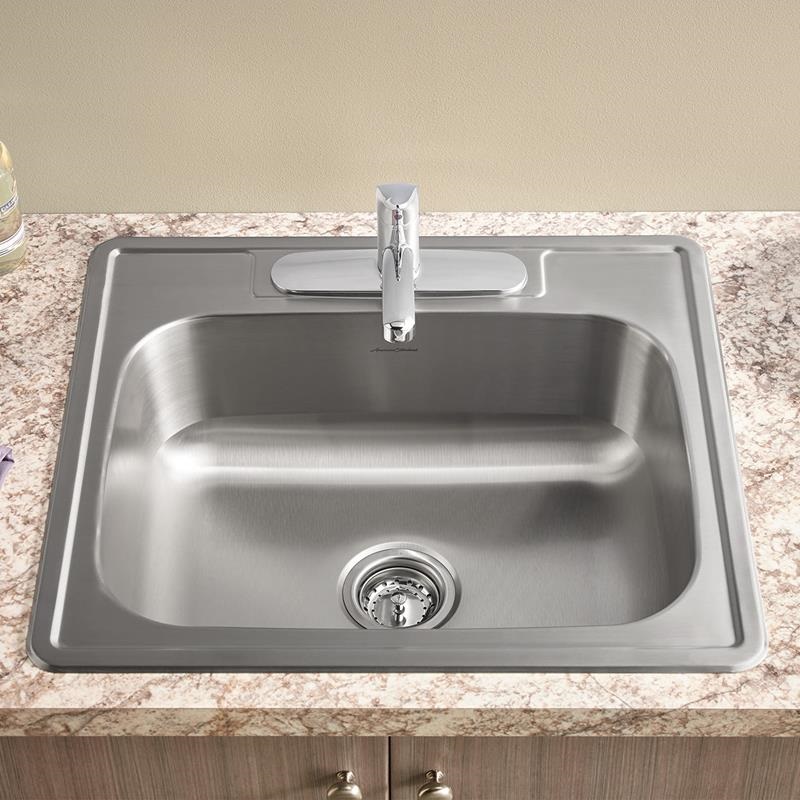 Colony 25x22" Stainless Steel 3-Hole Drop-In Kitchen Sink w/Faucet