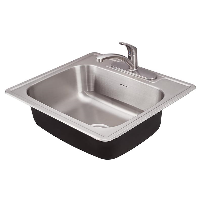 Colony 25x22" Stainless Steel 3-Hole Drop-In ADA Kitchen Sink w/Faucet