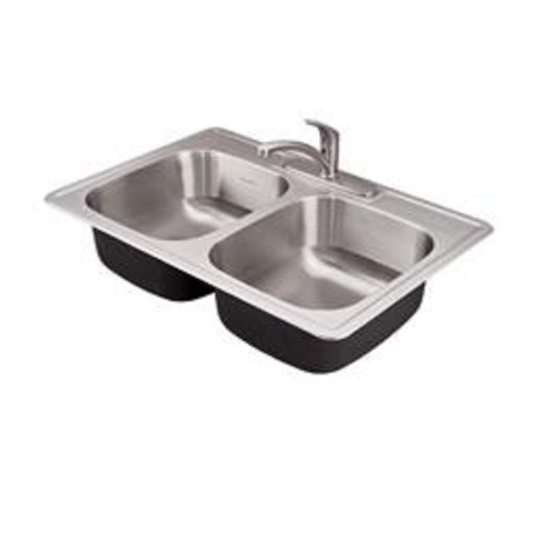 Colony 33x22" Stainless Steel 3-Hole Drop-In Kitchen Sink w/Faucet