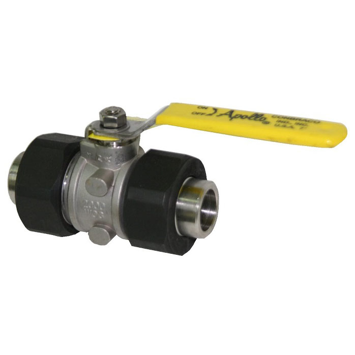 Ball Valve 1-1/4" 316 Stainless Steel Socketweld Double Union End Standard Port  Max Pressure 1500 PSIG CWP non-shock,150 PSIG Saturated Steam