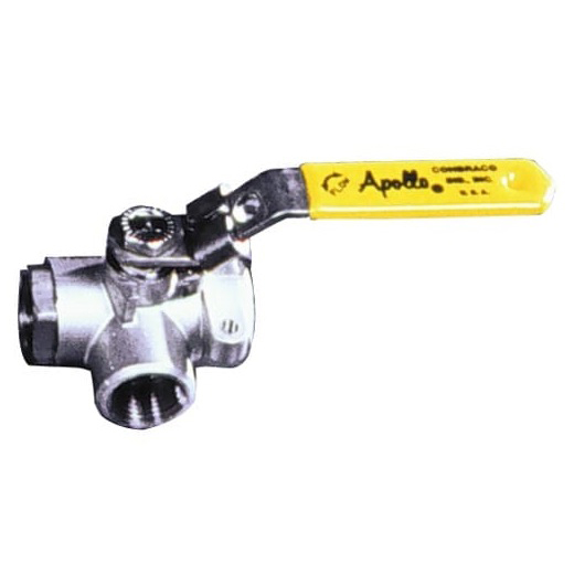 Ball Valve 1" 316 Stainless Steel Threaded 3-Way Standard Port  Max Pressure 800 PSI CWP non-shock