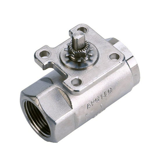 Ball Valve 1-1/2" 316 Stainless Steel Threaded 2-Piece Standard Port with Actuator Ready ISO Mounting Pad  Max Pressure 1500 PSIG CWP non-shock,250 PSIG Saturated Steam