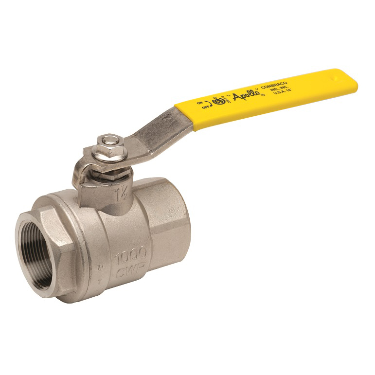 Ball Valve 1" 316 Stainless Steel Threaded 2-Piece Full Port with Stainless Steel Latch-Lock Lever & Nut  Max Pressure 1000 PSIG CWP non-shock,150 PSIG Saturated Steam