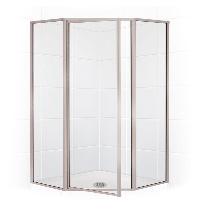 STYLEMATE 42" Neo-Angle Shower Door in Brushed Nickel & Clear Glass