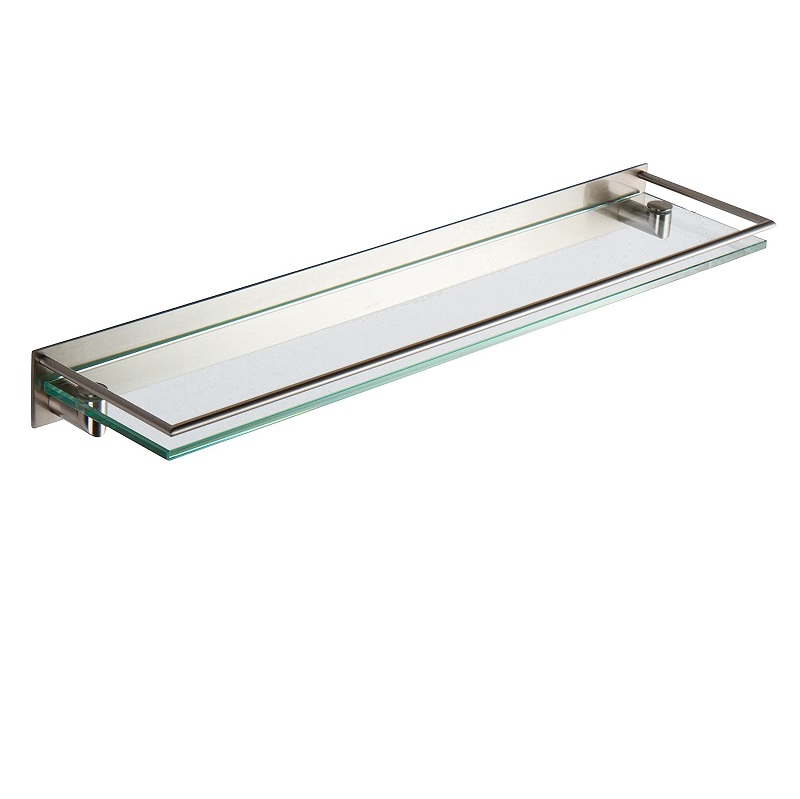 Surface 24" Gallery Tempered Glass Shelf in Satin Nickel
