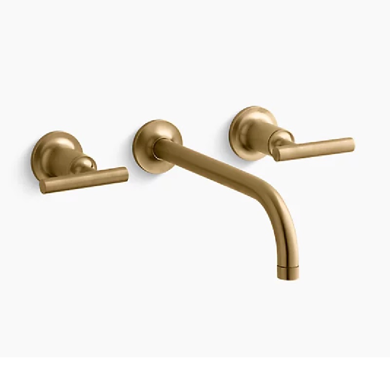 Purist Wall Mount Lav Faucet Trim In Vibrant Brushed Moderne Brass