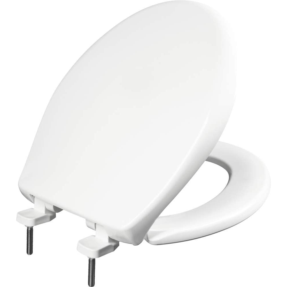 Round Plastic Closed Front Toilet Seat w/Cover in White