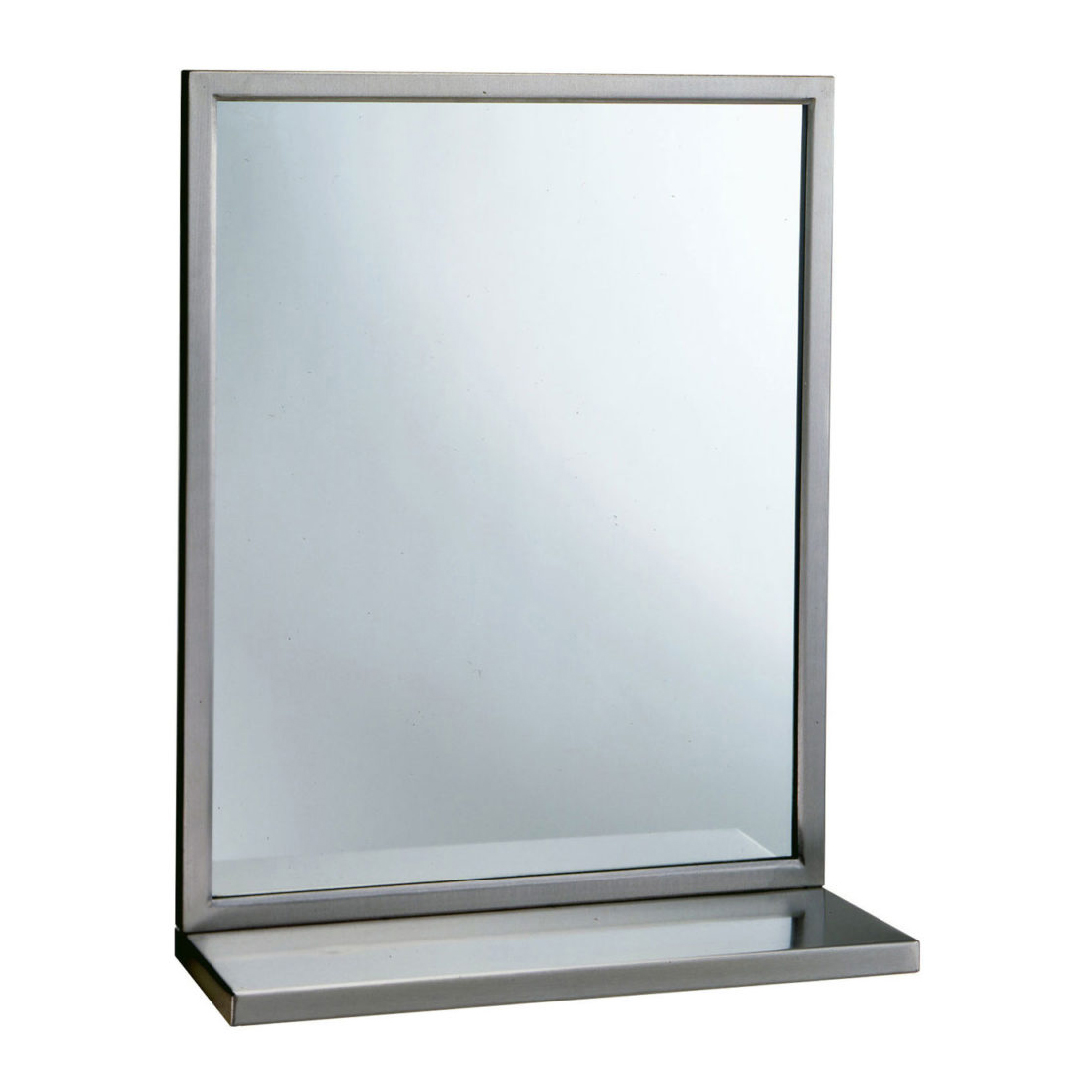 Mirror w/Stainless Steel angle Frame & Shelf 18x36