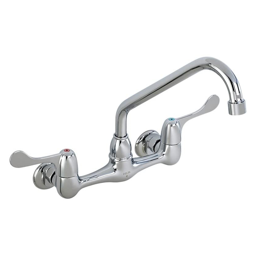 Commercial Kitchen Faucet w/8" Centers 1.5 gpm Wall Mount in Chrome