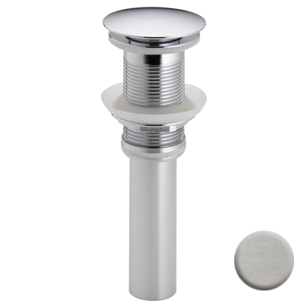 Brizo Push Button Pop-Up Drain, No Overflow in Luxe Steel