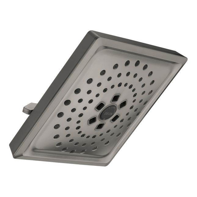 H2Okinetic 3-Setting Raincan Sq. Showerhead in Blk Stainless