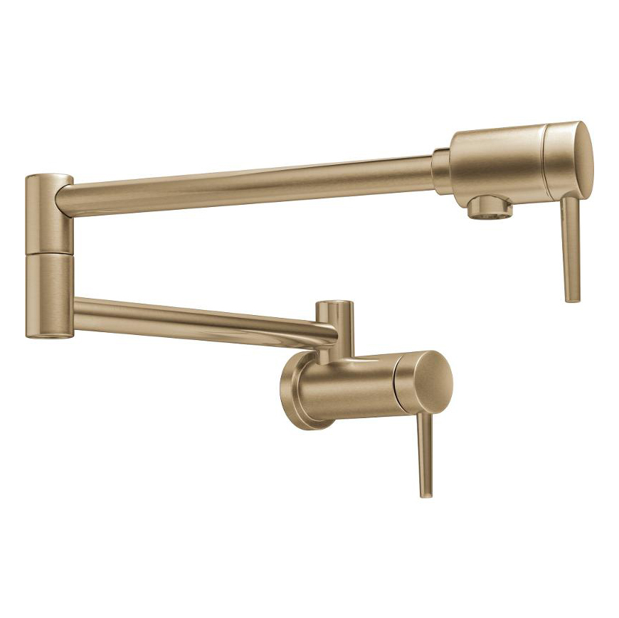 Contemporary Wall Mount Pot Filler in Champagne Bronze