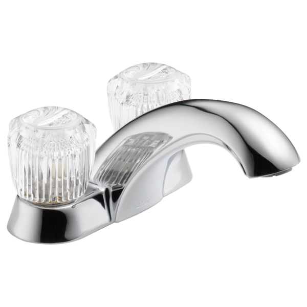 Classic Centerset Bathroom Faucet in Chrome & Clear Knob Handles