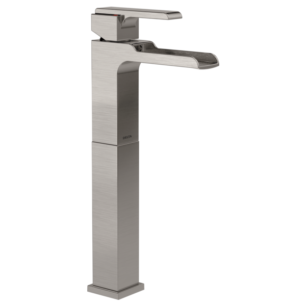 Ara Single Handle Vessel Faucet in Stainless w/Chanel Spout