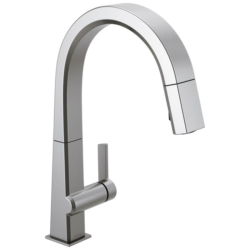 Pivotal Single Handle Pull Down Kitchen Faucet in Arctic Stainless