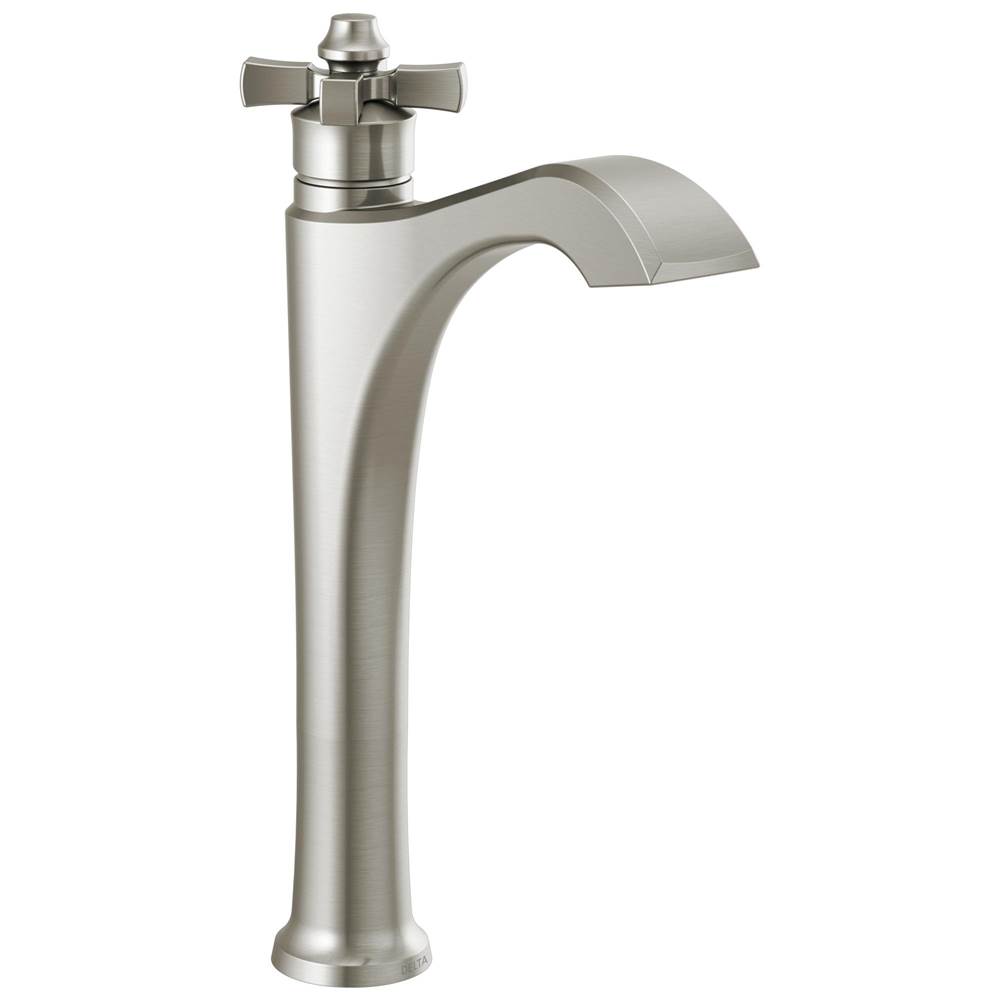 Dorval Single Cross Handle Vessel Faucet in Stainless