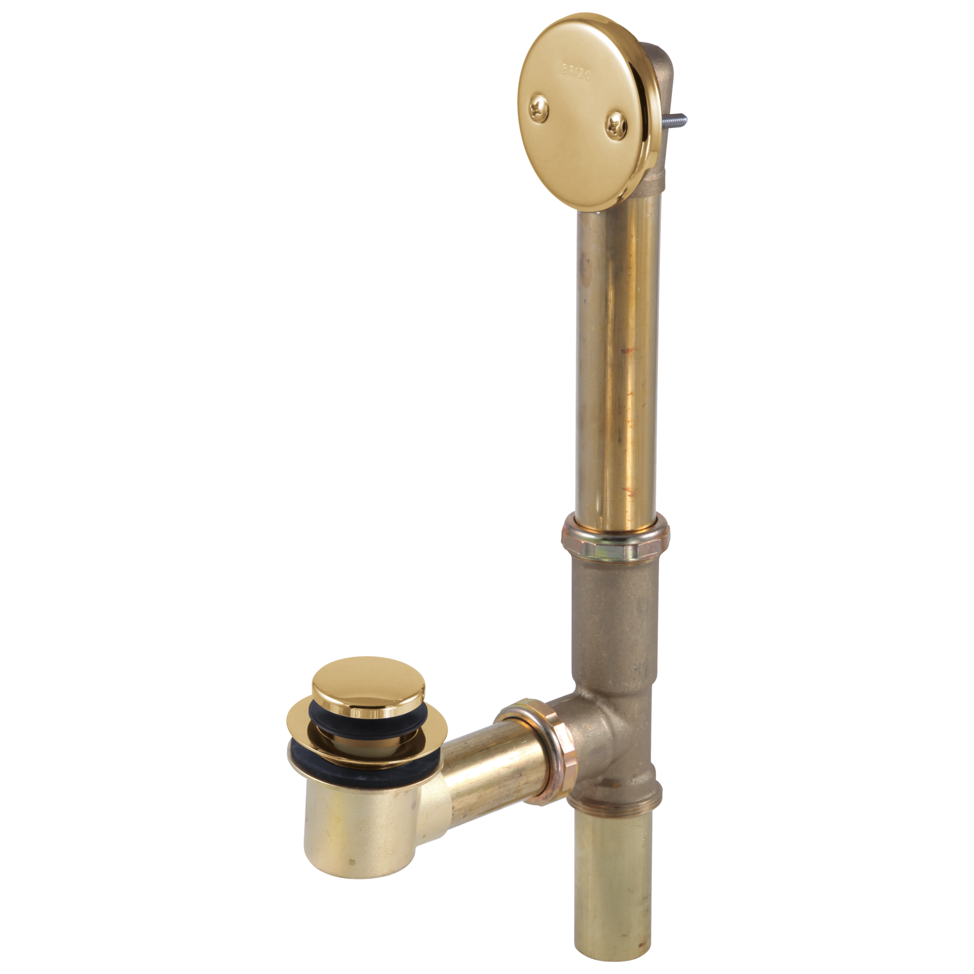 Toe-Operated Tub Drain in Polished Gold