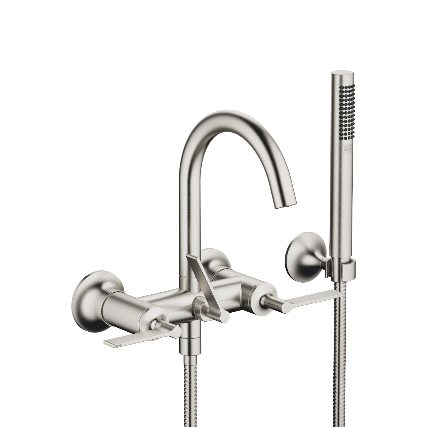 Vaia Wall Mounted Tub Faucet Plus Hand Shower In Platinum Matte