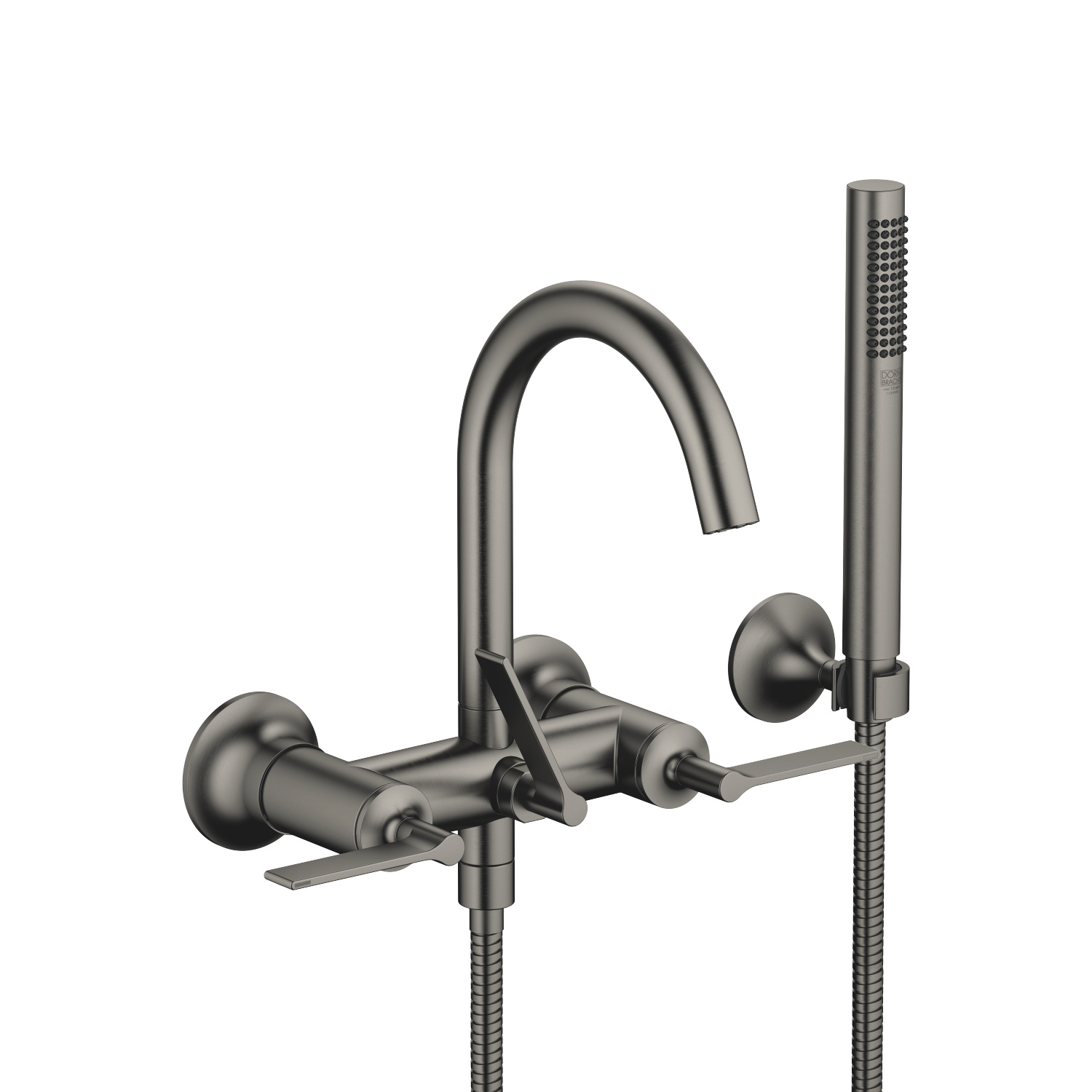 Vaia Wall Mounted Tub Faucet Plus Hand Shower In Dark Platinum Matte