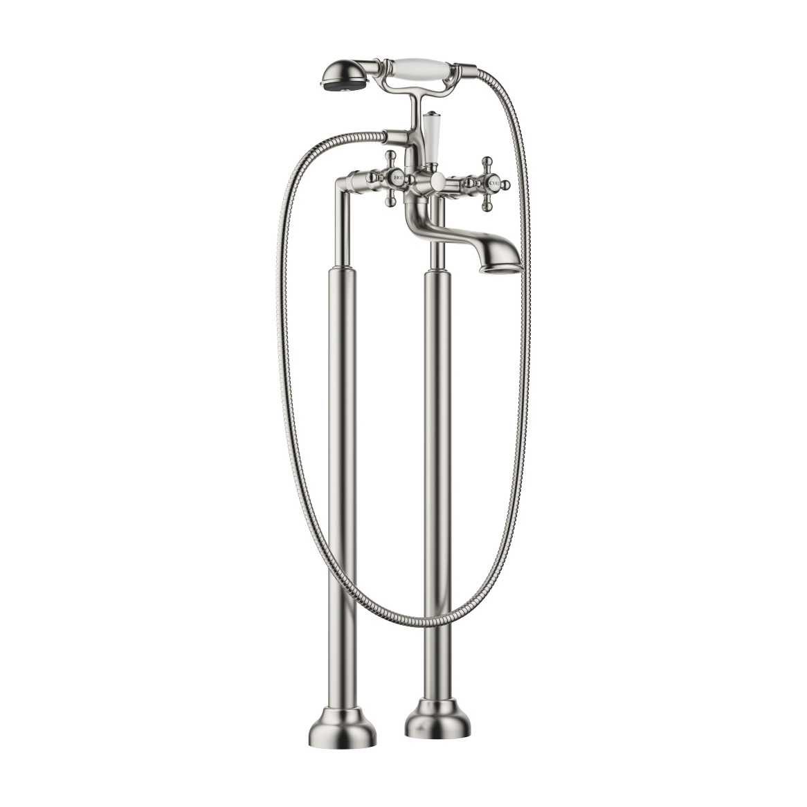 Madison Floor Mounted Tub Faucet Plus Hand Shower In Platinum Matte