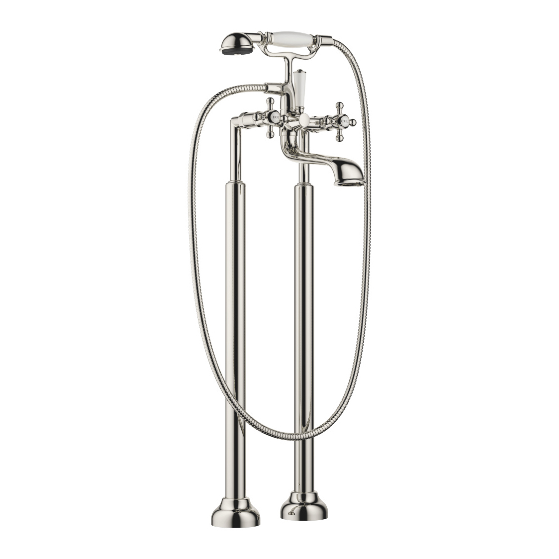 Madison Floor Mounted Tub Faucet Plus Hand Shower In Platinum    